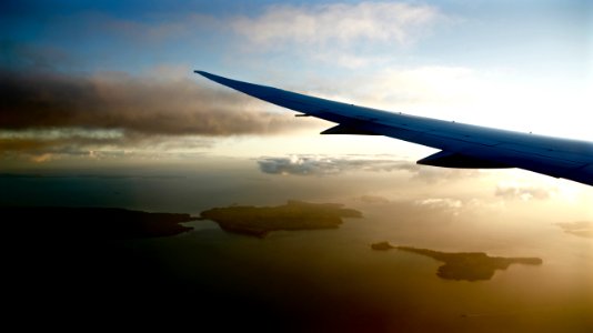 In the air above green islands 
