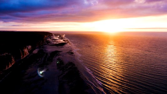Ocean cliff sunset 