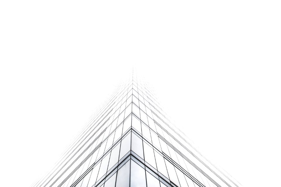 Office building in mist 