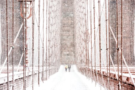 Snowy Brooklyn Bridge photo