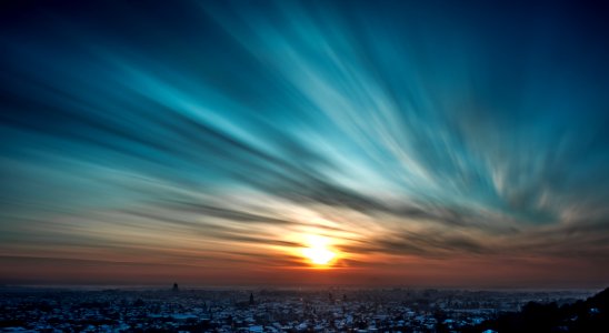 Sunset sky over the city of Baia Mare photo