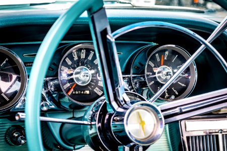 Vintage turquoise steer wheel photo