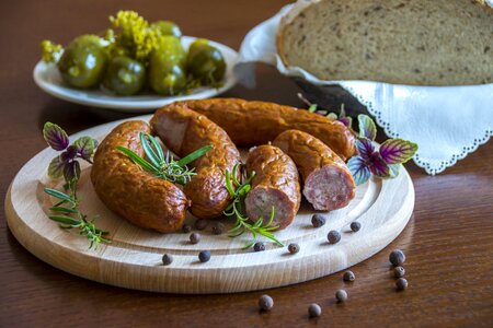 Healthy kitchen polish food handmade sausage photo