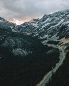 Winding mountain road photo