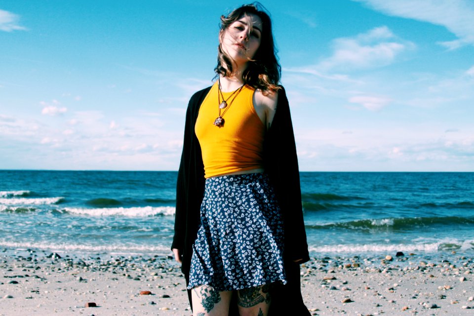 Woman in a skirt posing 