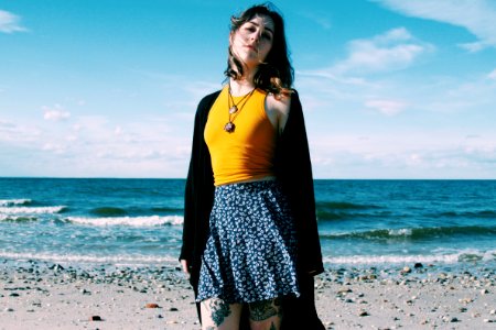 Woman in a skirt posing 
