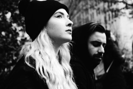 Young couple with beanie hood 
