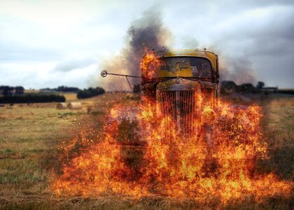 Vintage vehicle abandoned photo