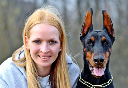 Woman dog pets