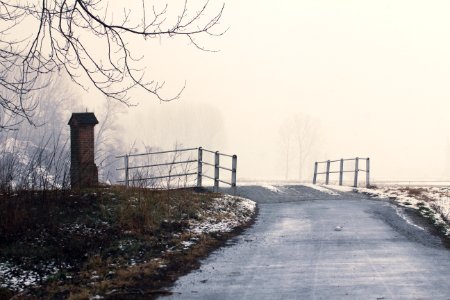 Gray Concrete Road With Mist photo