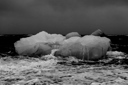 Grayscale Photography of Glacier