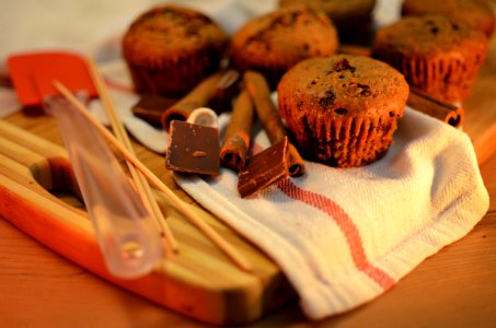 Chocolate Cupcakes on White Textile photo