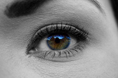 Grayscale Photography of Woman's Eye photo