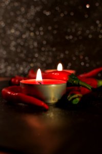 Red Tealight Candle on Silver Holder photo