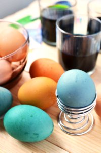 Brown and Blue Eggs Beside Drinking Glass photo