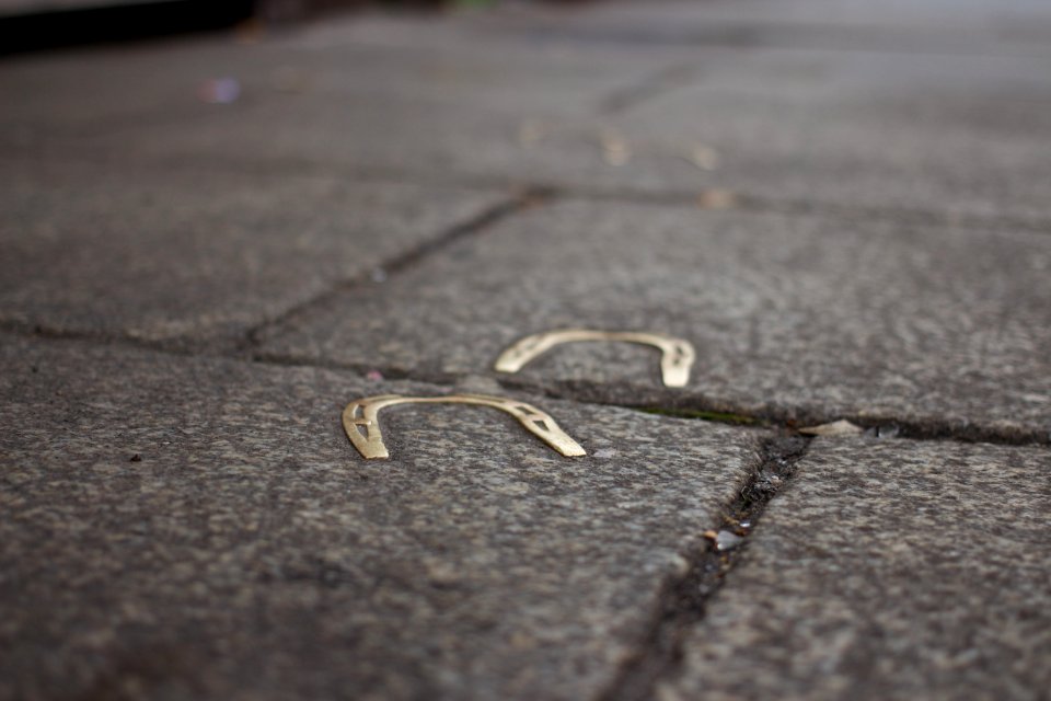 Horseshoe on Black Concrete Pavement