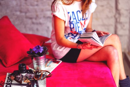 Girl with book photo