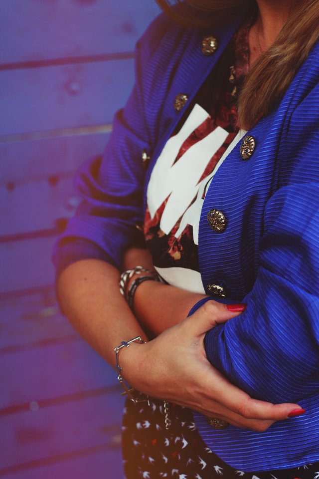 Blue jacket & jewellery photo