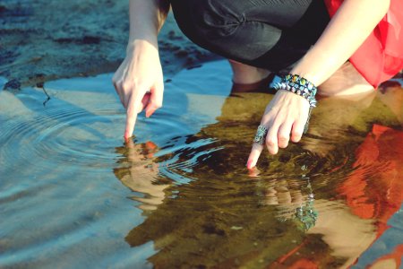 Hands in the water photo