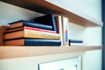 Great architects book - wooden shelf photo