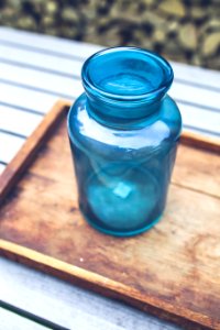 Blue jar on the tray photo