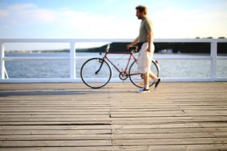 Man with bicycle photo