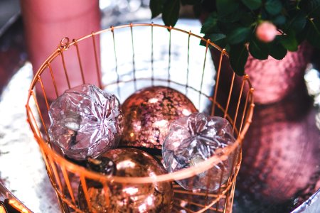 Christmas Glass Balls in the Copper Basket