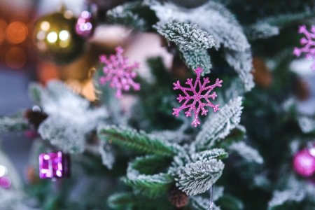 Pink Snowflake. Christmas Tree Decoration photo