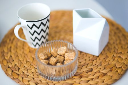 Brown sugar cubes in a dish photo