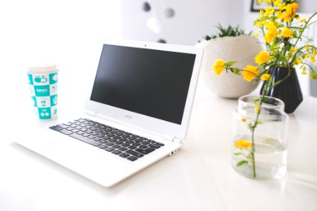 Acer Chromebook on the white desk