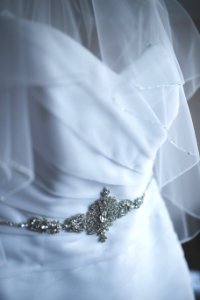 Close of wedding dress details photo