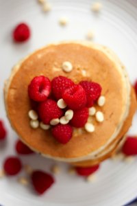 Strawberries on Top of Pancakes photo