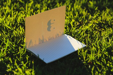 Notebook on the grass photo