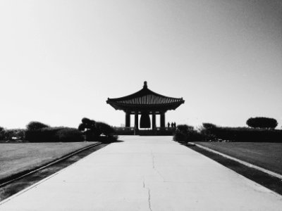 Grayscale Photography of Pagoda Temple photo