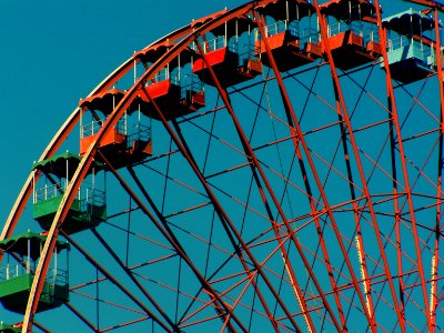 Orange and Green Ferris Wheel photo
