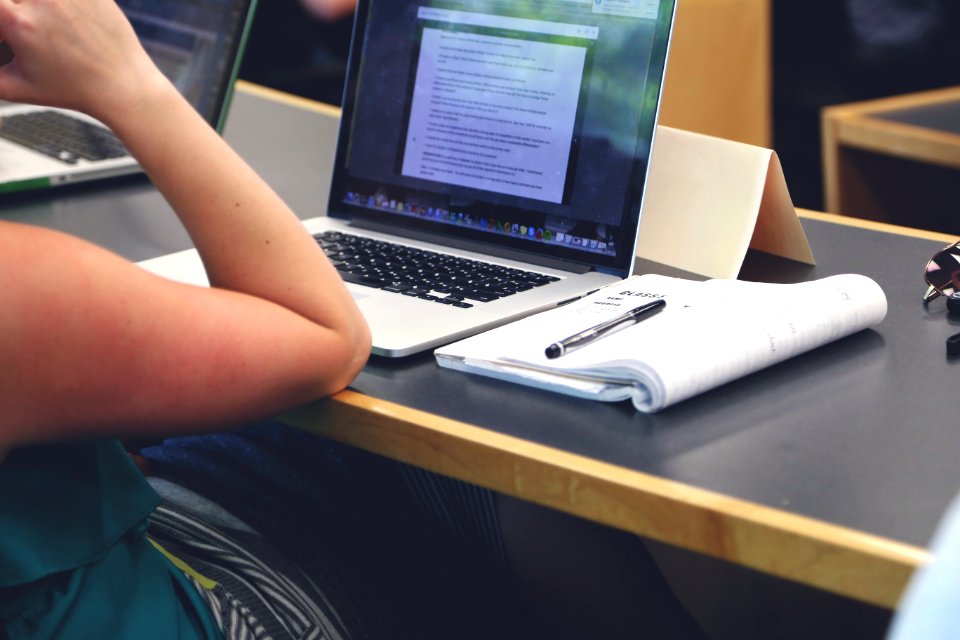 Person Sitting in Front of the Laptop Computer photo