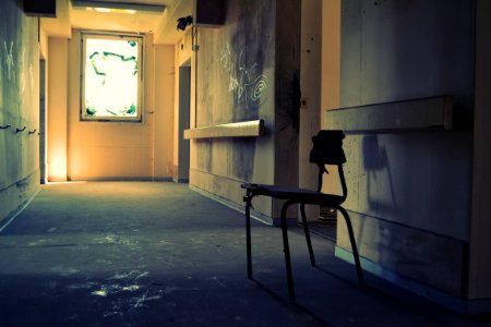 Free stock photo of abandoned, chair, dark photo