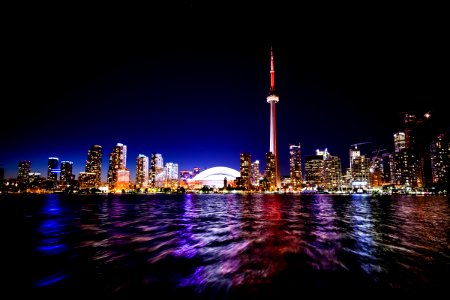 Cn Tower in Toronto Canada at Night photo