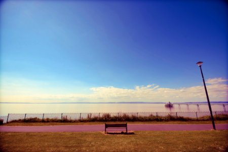 Free stock photo of bench, blue sky, clear sky photo