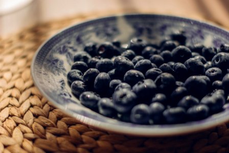 Free stock photo of blueberries, plate photo