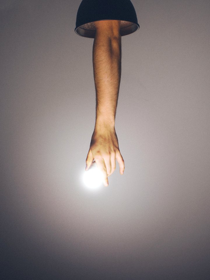 Free stock photo of arm, bulb, creative photo