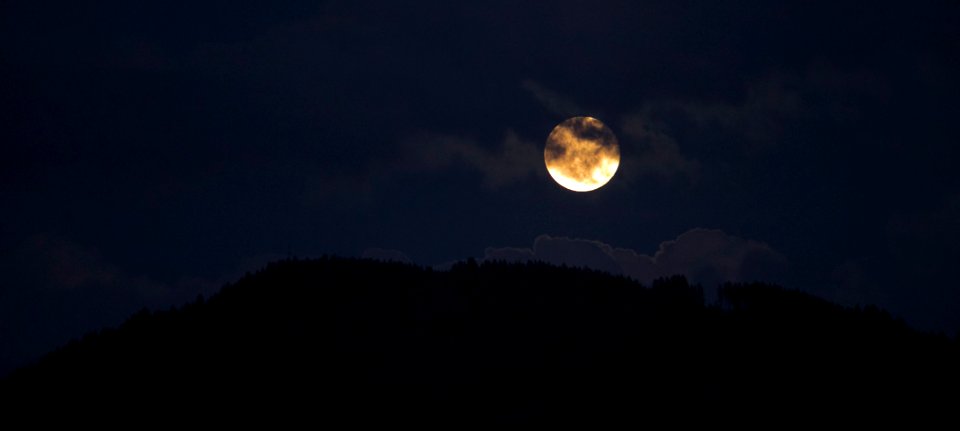 Silhouette of Moon and Mountain