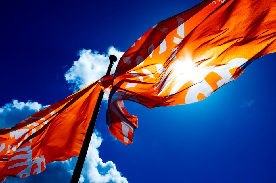 Free stock photo of blue sky, clouds, flags