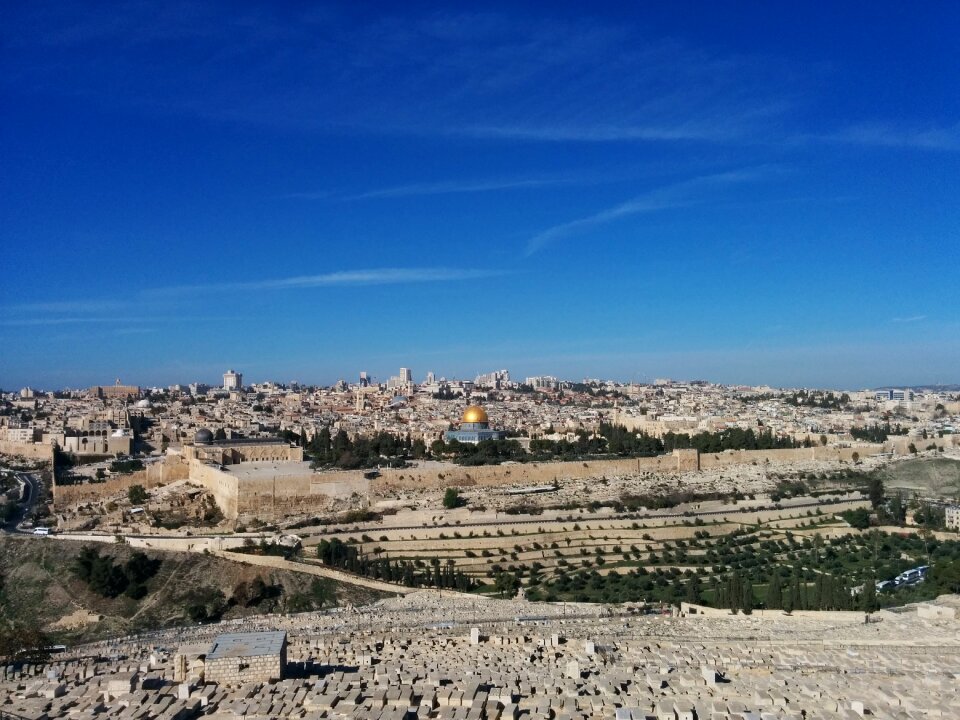 The mount of olives the esplanade of the temple the dome of the rock