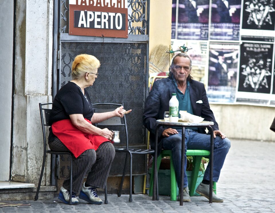 Outdoors people talking