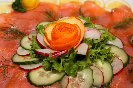 Salmon salad cold buffet