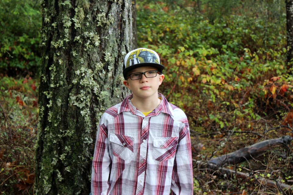 Boy hat woodland