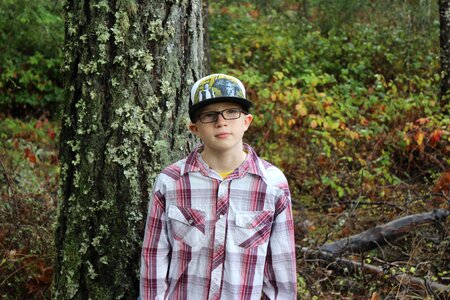 Boy hat woodland photo
