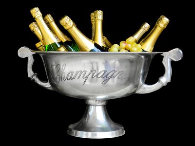 Bottles champagne glasses celebration