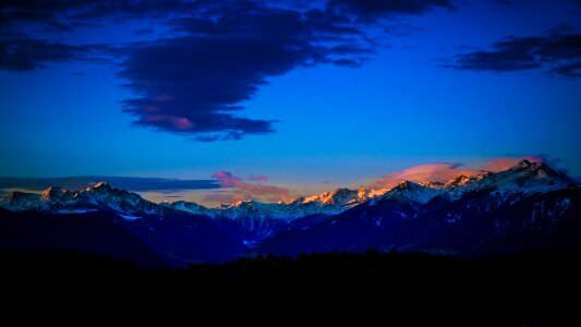 Mountains evening sky afterglow